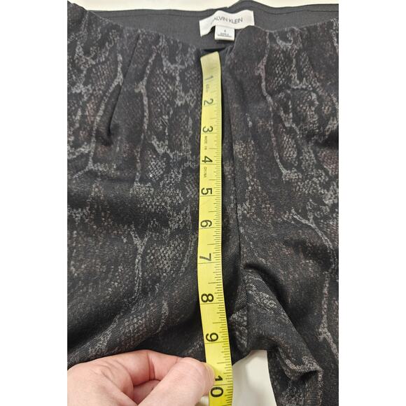 Calvin klein snakeskin size 2 black grey pull on pants career casual ankle - Picture 7 of 8